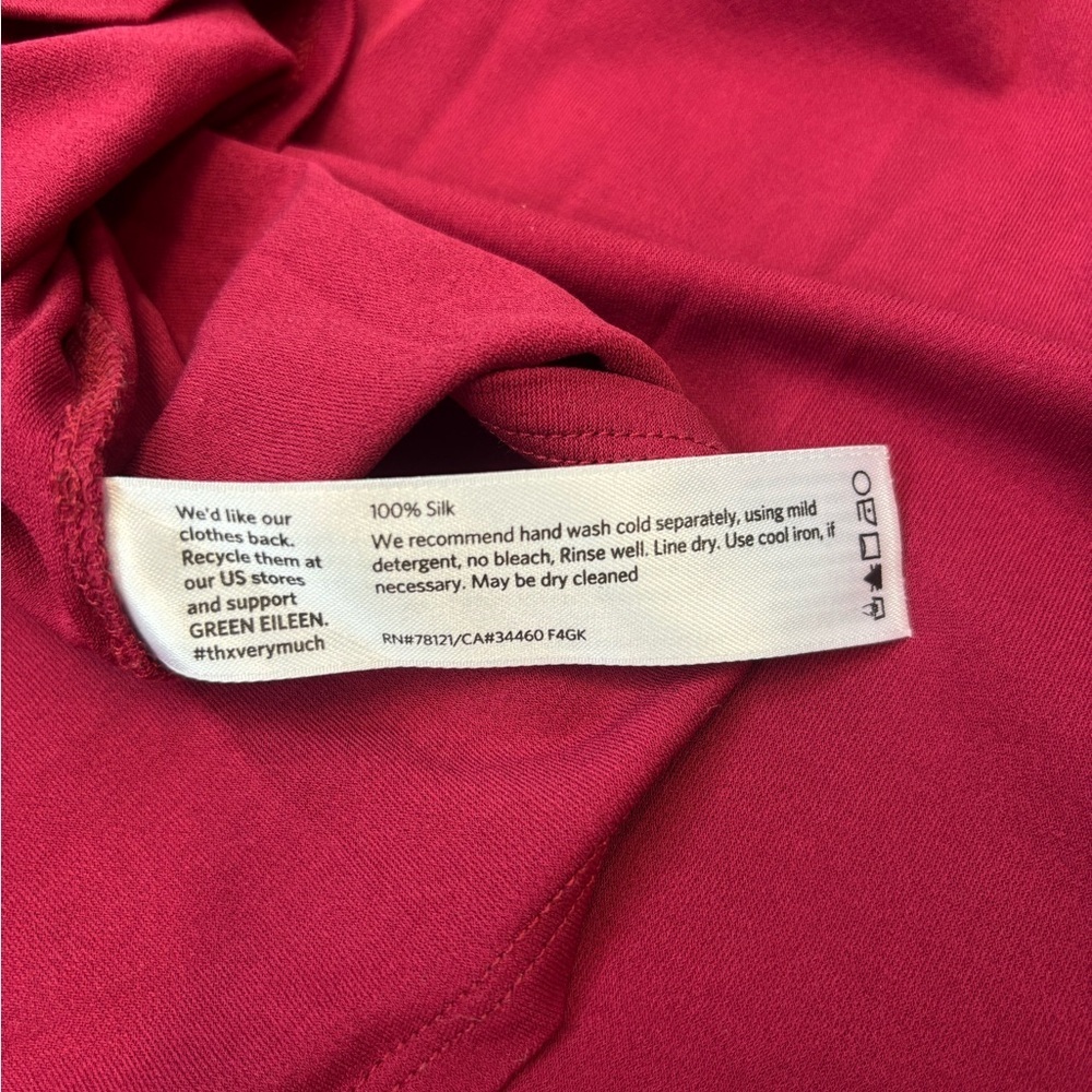 Eileen Fisher 3X Silk Maroon Long Sleeve Top - Picture 8 of 8